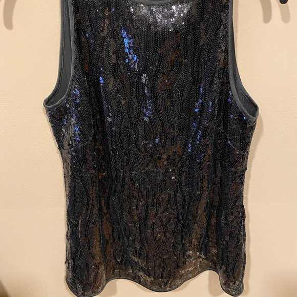 Banana Republic Black Sequin Sleeveless Top - Holiday - Picture 2 of 4
